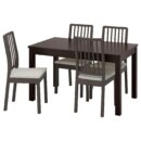 Стол и 4 стула, коричнево-чёрный темно-коричневый/Оррста светло-серый 130/190×80 см IKEA LANEBERG ЛАНЕБЕРГ / EKEDALEN ЭКЕДАЛЕН