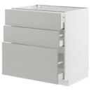 Напольный шкаф с 3 ящиками, 80×60 см, белый, Havstorp светло-серый IKEA METOD МЕТОД, MAXIMERA МАКСИМЕРА 995.393.60