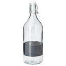 Бутылка с пробкой, 1 л, прозрачное стекло, черный IKEA KORKEN КОРКЕН 605.798.80
