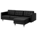 3-местный диван, с козеткой, Grann, Bomstad черный-металл IKEA LANDSKRONA ЛАНДСКРУНА 490.318.73