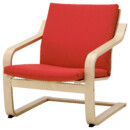 Кресло с низкой спинкой, естественный, бежевый, Vissle красный IKEA POÄNG ПОЭНГ 695.515.89