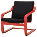 Кресло с низкой спинкой, красный, Vissle черный IKEA POÄNG ПОЭНГ 995.515.78