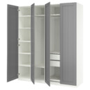 Гардероб, комбинация, белый, серый, 200x60x236 см IKEA GULLABERG, PAX ПАКС 995.637.41