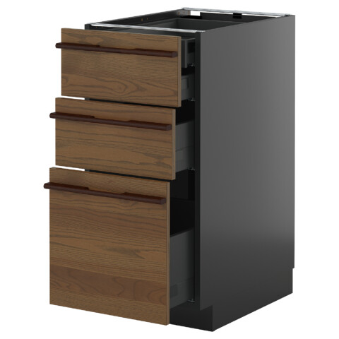 Напольный шкаф 3 фасада, 2 низких, 1 средний, 1 высокий ящик IKEA METOD МЕТОД, KNIVSHULT 895.888.03