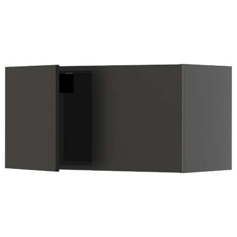 Навесной шкаф с 2 дверцами, черно-серый, Nickebo матовый антрацит, 80×40 см IKEA METOD МЕТОД 095.887.03